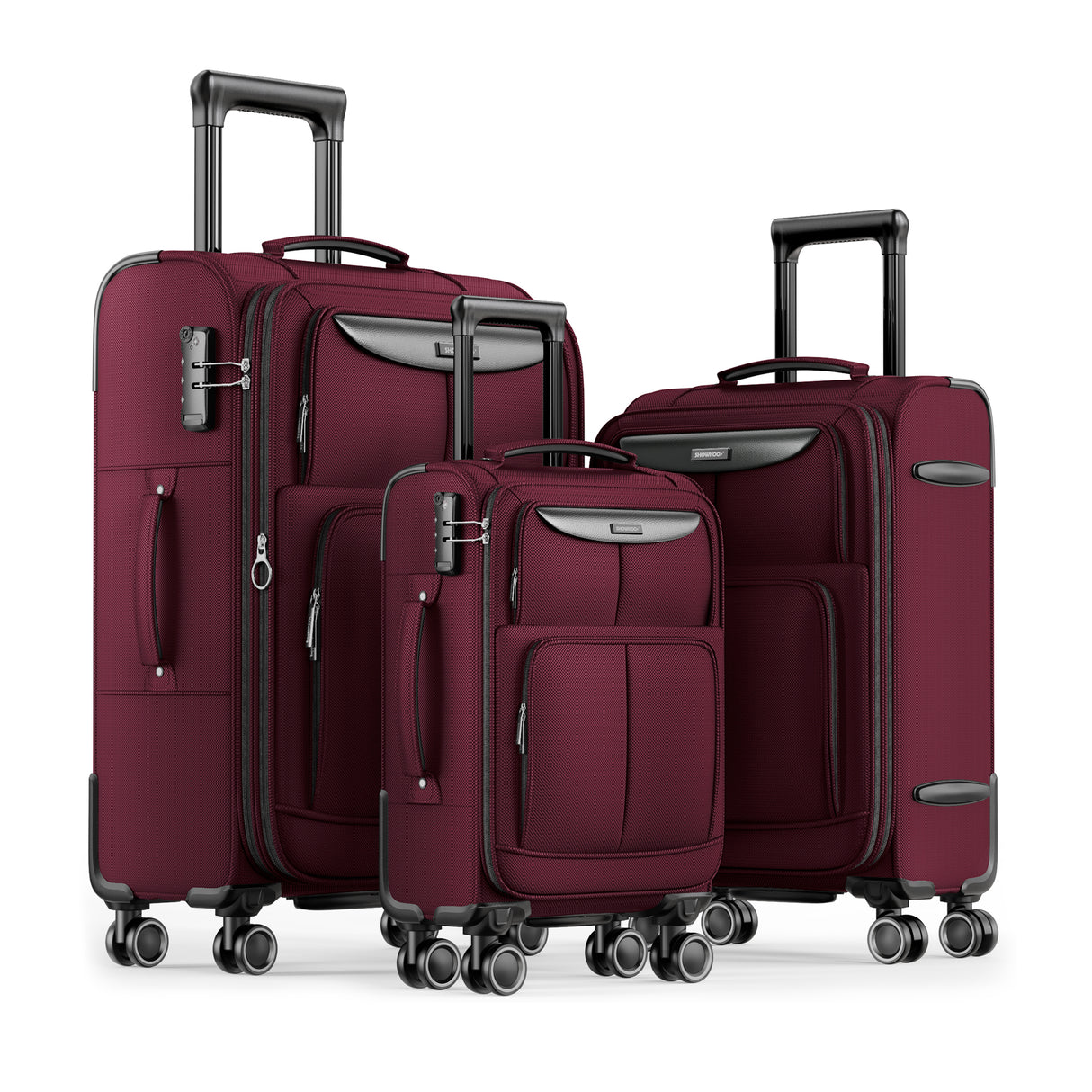 SHOWKOO Softside I Luggage 3-piece Set RED